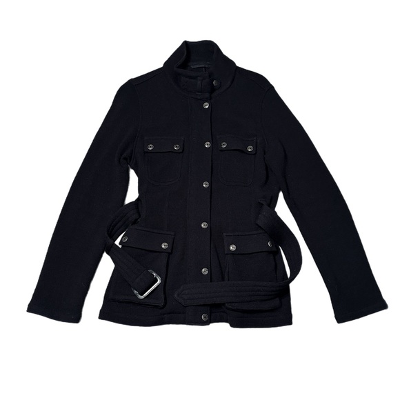 Peter Millar Jackets & Blazers - Peter Millar 100% Merino Wool Womens Black Jacket Size S Zip Snap Button Belted